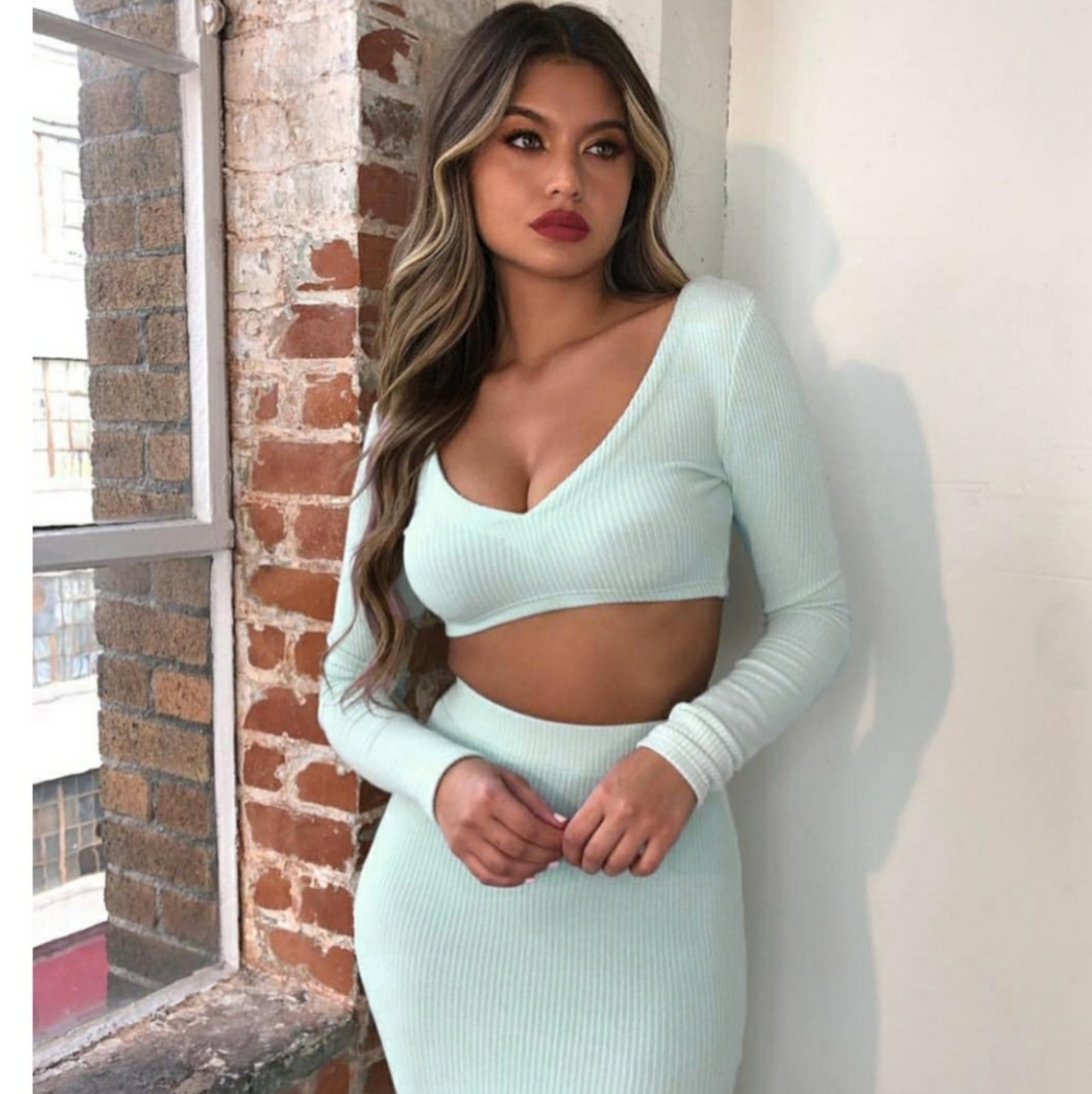 Crop Top Pencil Skirt Set